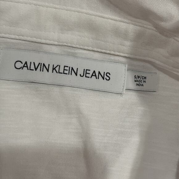 NWT Calvin Klein Jeans White With Black Logo Polo Shirt Size Small - Picture 5 of 5